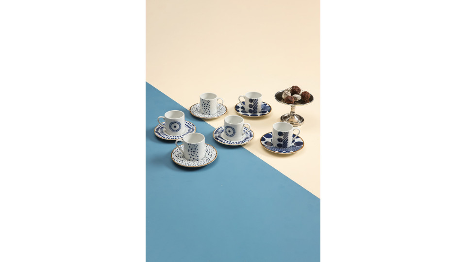 Coffee cups set 12 pieces for 6 people
