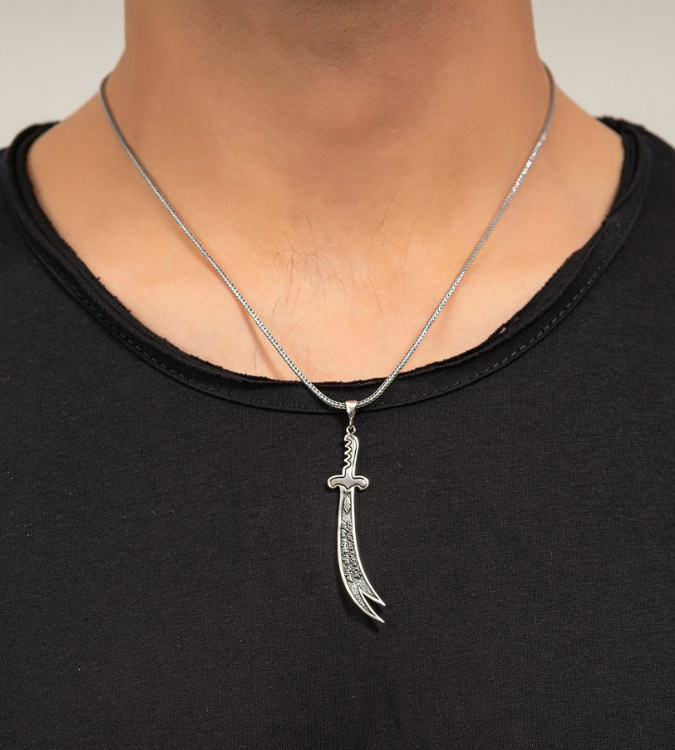 925 Silver Necklace Engraved with No boy but Ali No sword but Zulfiqar