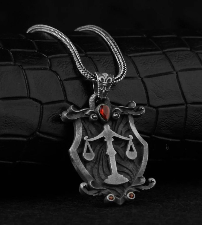 925 Silver Necklace for Men with the Scales of Justice Design