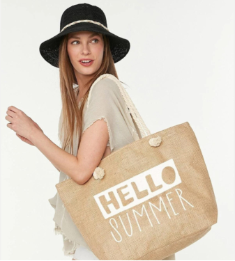 Beige beach bag