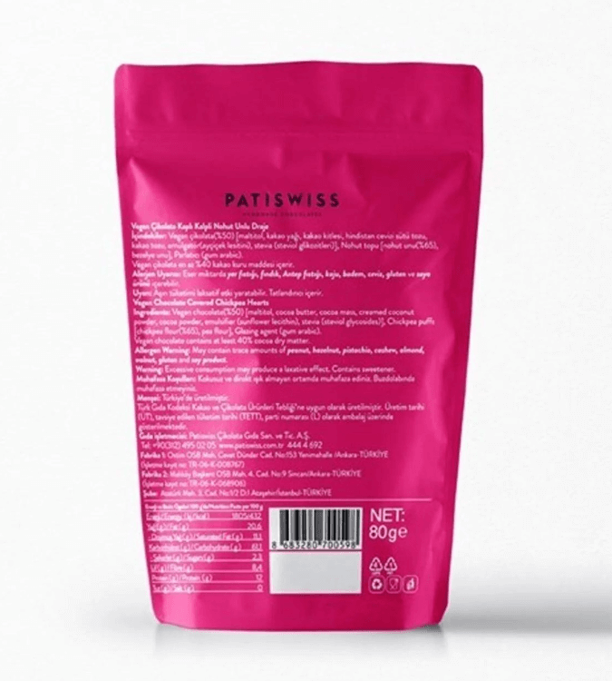 Chickpea Dragee Hearts dipped in vegan  dark chocolate