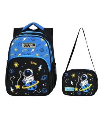 Astronaut pattern elementary school backpack with lunch box