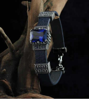 925 Silver Men's Bracelet with Zircon Stone Design