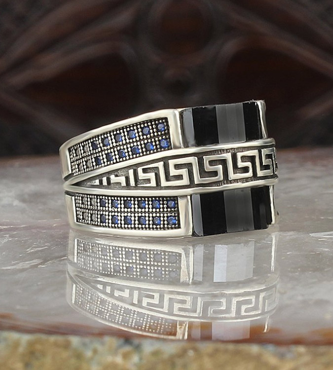 Men's 925 Silver Ring with Zircon Stone