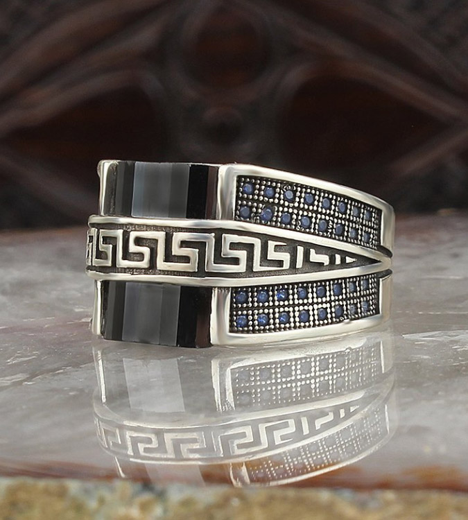 Men's 925 Silver Ring with Zircon Stone