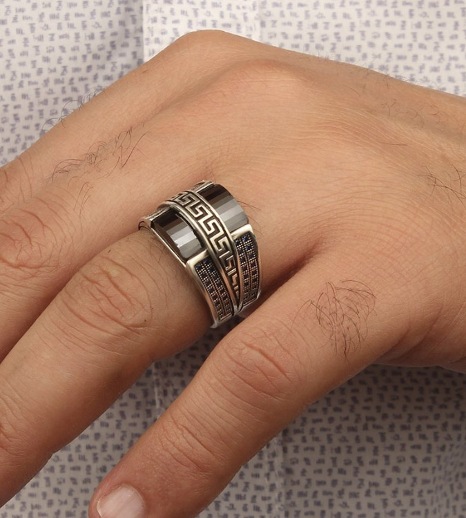 Men's 925 Silver Ring with Zircon Stone