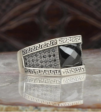 925 Silver Ring for Men with Zircon Stone