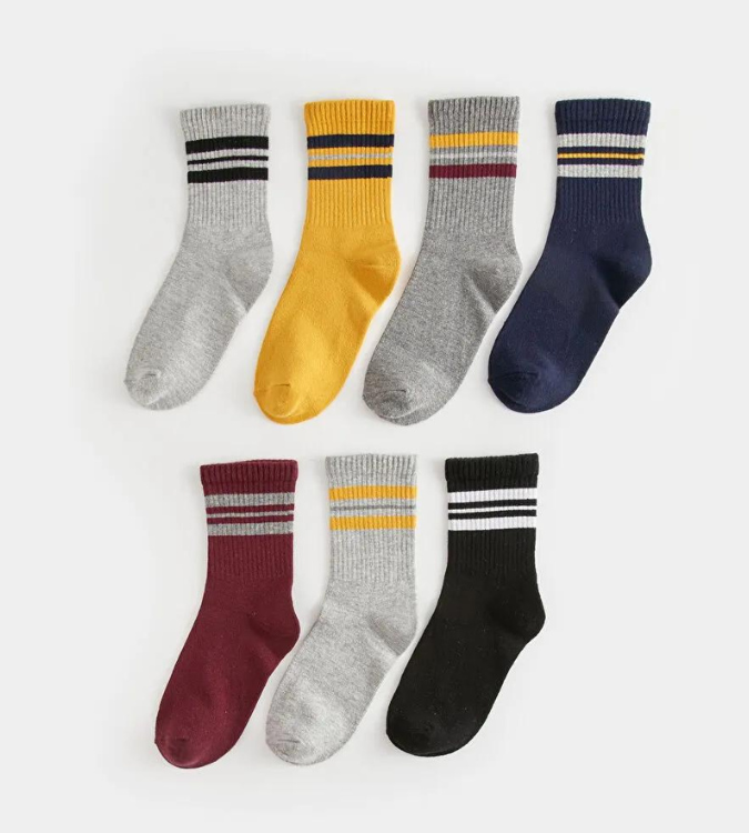 Lcwaikki Boys Striped Socks (7pcs) Set